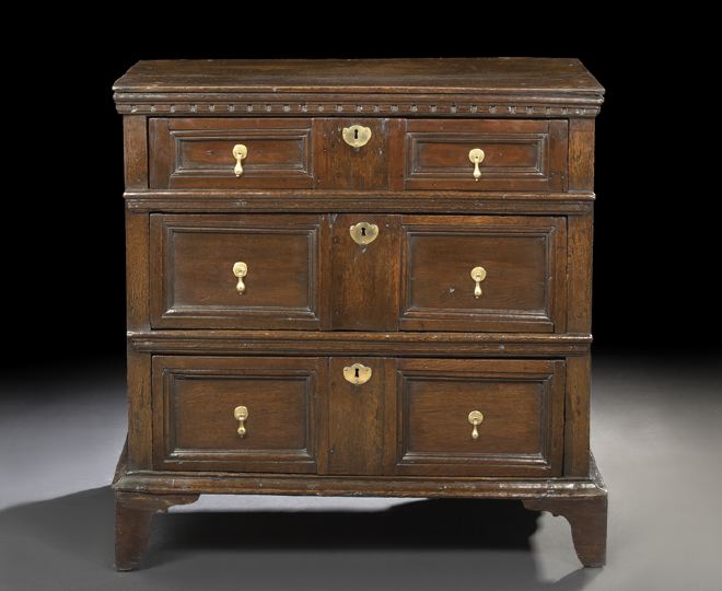 Appraisal: English Oak Chest late th century and later the rectangular