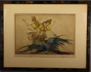 Appraisal: Elyse Ashe EA Lord England - Colored Etching Signed in