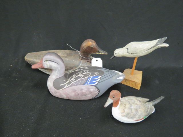 Appraisal: Carved Wooden Birds and Decoys includes shorebird and ducks largest