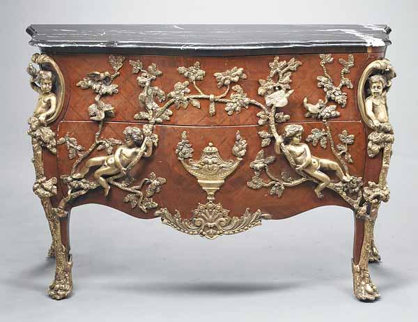 Appraisal: A Louis XV XVI-Style Gilt Bronze-Mounted and Parquetry Commode the