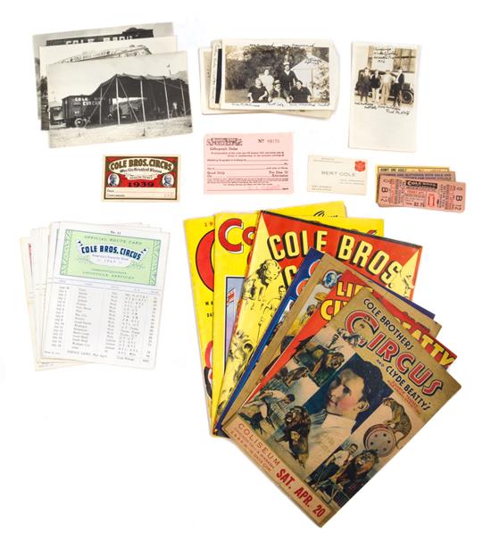 Appraisal: Sale Lot CIRCUS COLE BROTHERS Collection of ephemera containing twenty