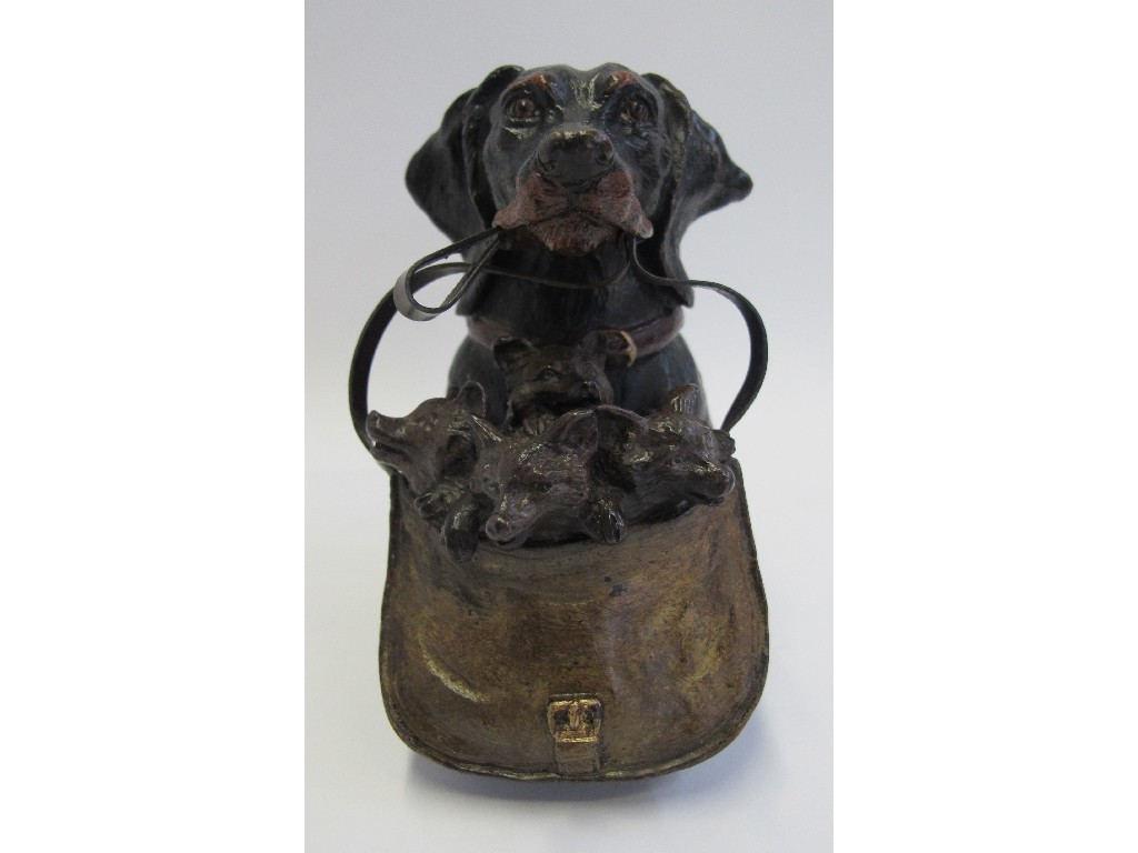 Appraisal: Geschutzr cold painted inkwell modelled as a dog with a