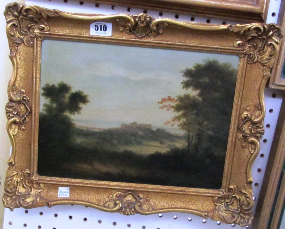 Appraisal: English School th century Landscape with distant castle oil on