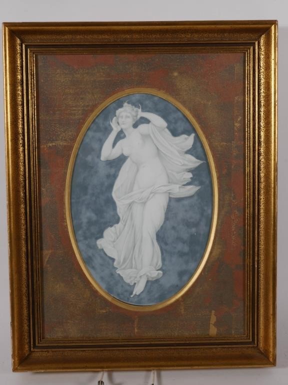 Appraisal: Translucent art nouveau style image of a semi-clad nude in