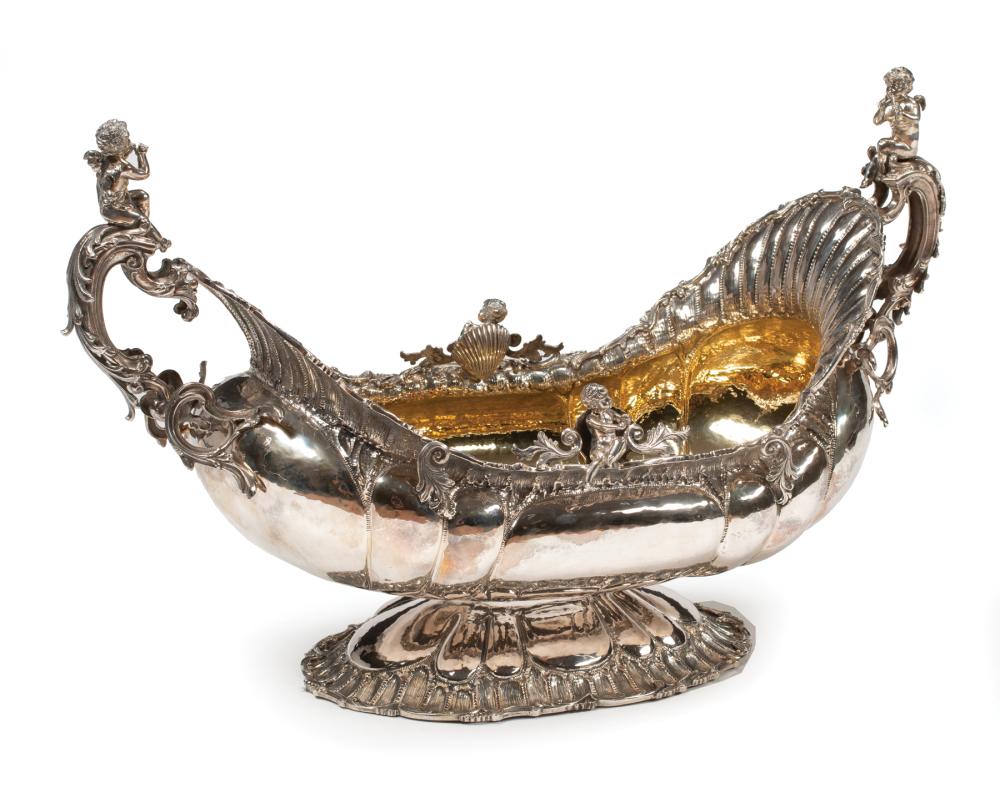 Appraisal: Baroque-Style Sterling Silver Centerpiece by Lale Istanbul th c putti