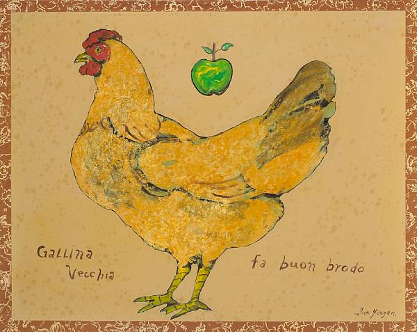 Appraisal: Ira Yeager American born Old Hens Make Good Broth signed