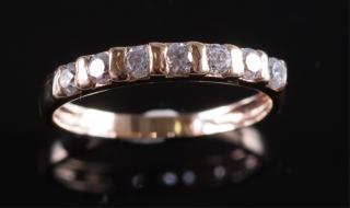 Appraisal: Diamond K YG Bar Set Anniversary Band Having seven round