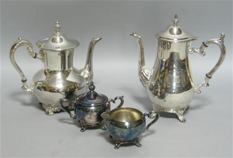 Appraisal: ASSEMBLED PLATED TEA SET Poole 'Old English' pattern hot water