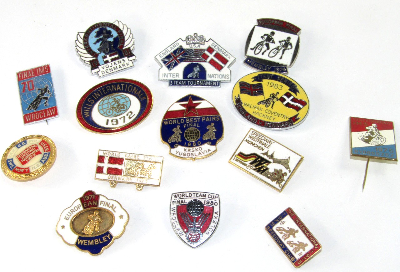 Appraisal: Vintage Speedway enamel badges mixed European and International