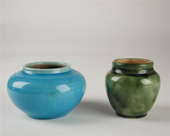 Appraisal: Two Pisgah Forest Pots one a turquoise crackle glaze marked