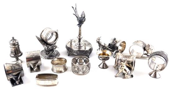 Appraisal: SILVER Sterling and silverplate napkin rings and other tableware fourteen