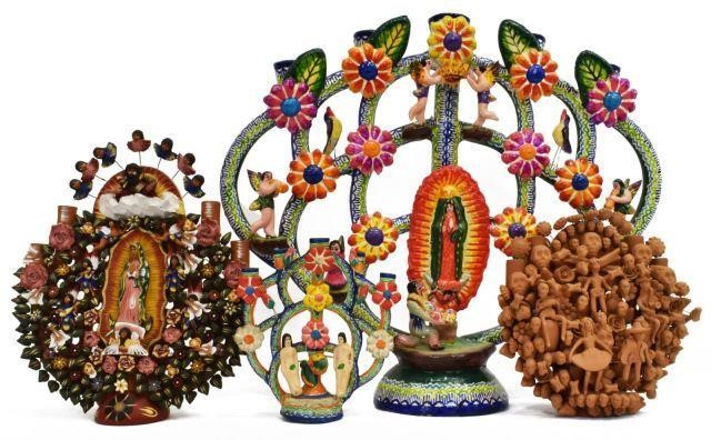 Appraisal: lot of Mexican Folk Art painted pottery arboles de la