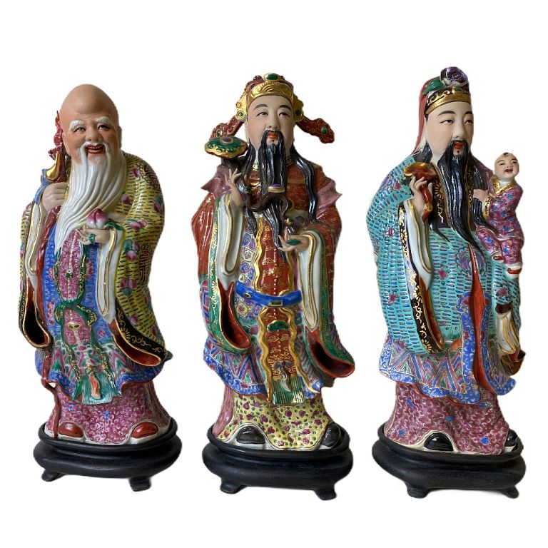 Appraisal: Three Chinese Porcelain Immortals Three Chinese Porcelain Immortals Good condition