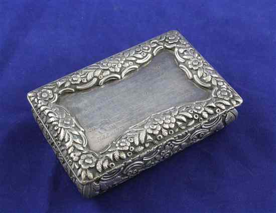 Appraisal: A William IV silver table snuff box by Nathaniel Mills