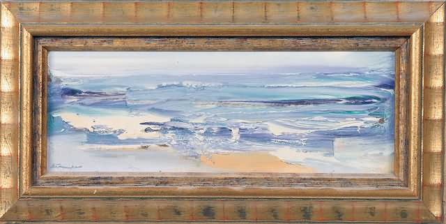 Appraisal: Panoramic seascape oil on masonite x SLL Strauser Artist American