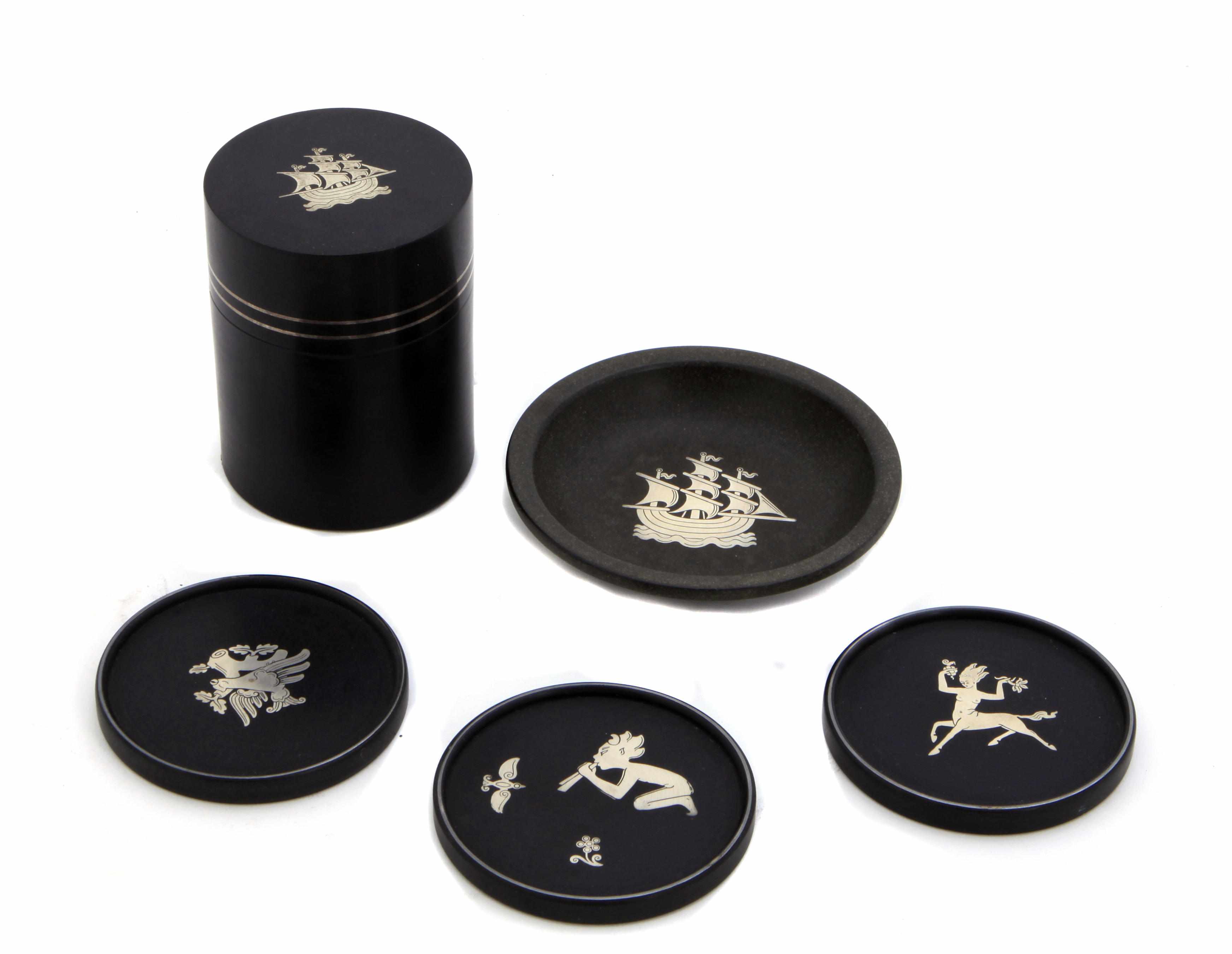 Appraisal: A Swedish silver-inlaid isolite Modernist cocktail set Perstorp Perstorp Comprising