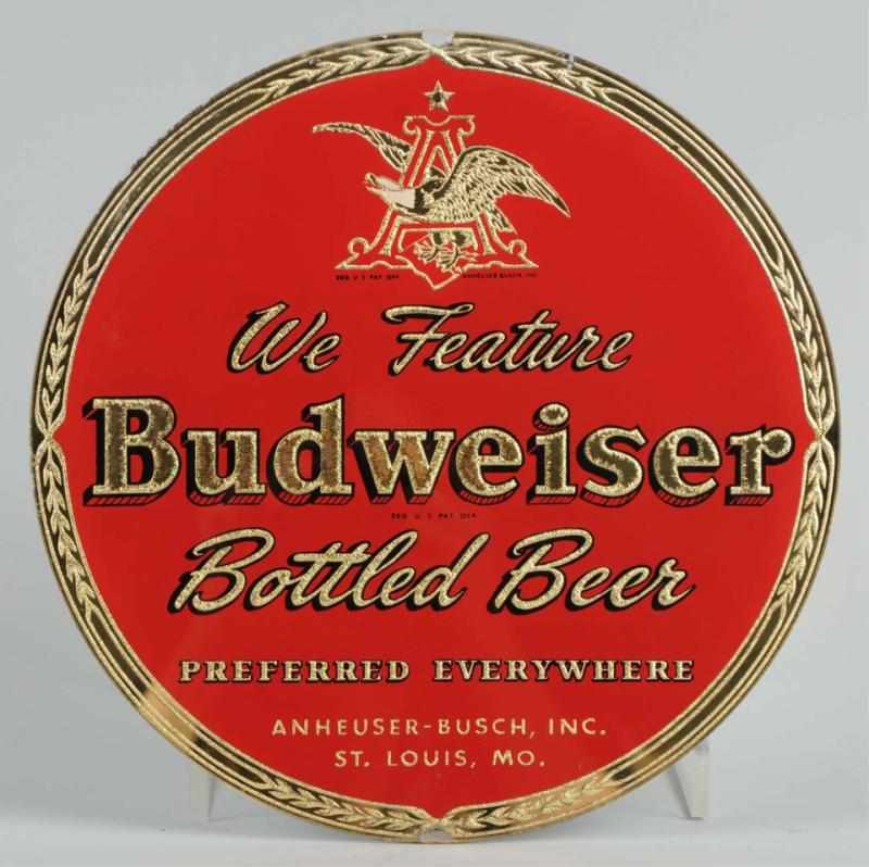 Appraisal: Budweiser Bottled Beer Reverse Glass Sign Nice example with some