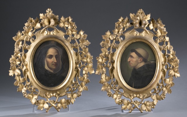 Appraisal: Pair of th c European Religious Portraits Oil on board