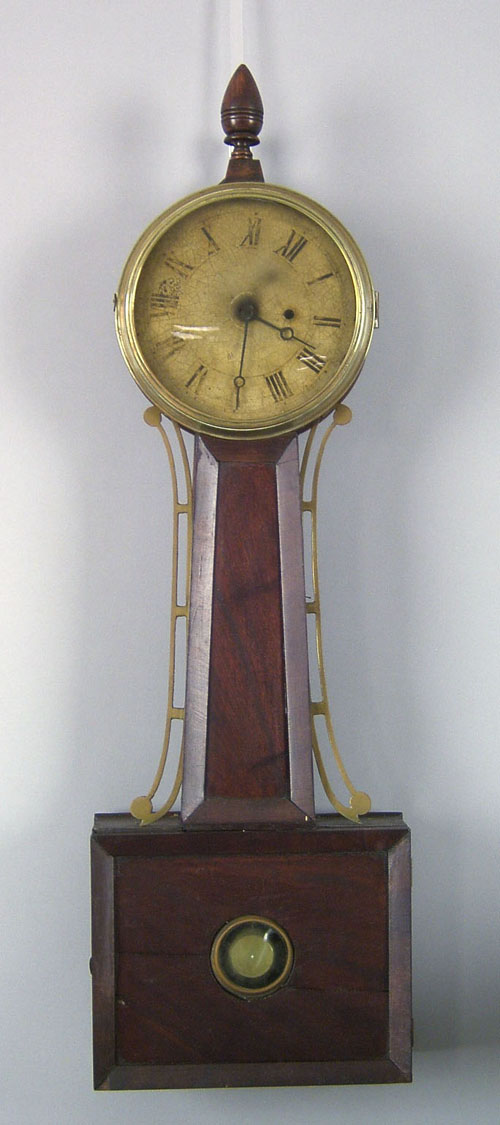 Appraisal: Massachusetts Federal mahogany banjo clock ca with acorn finial over