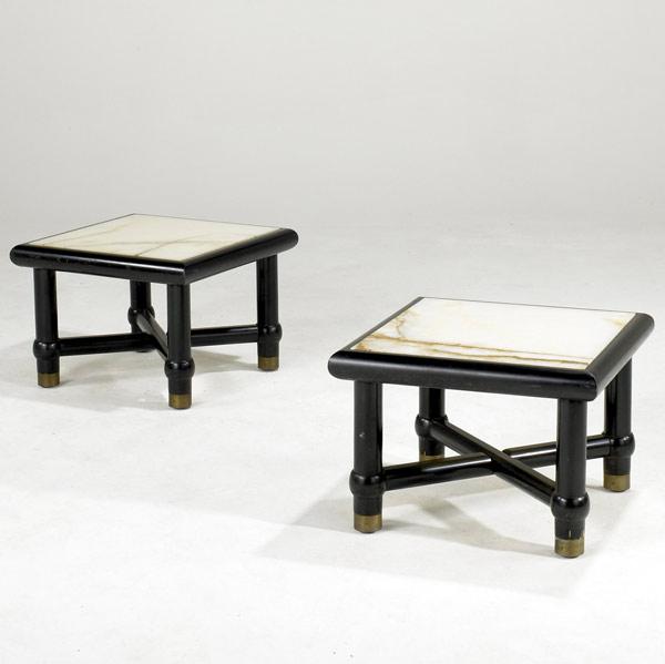 Appraisal: ITALIAN MODERN Pair of occasional tables with onyx tops and