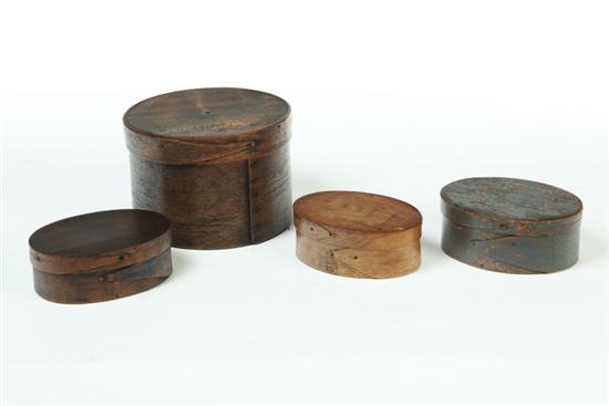 Appraisal: FOUR PANTRY BOXES American nd half- th century bentwood One