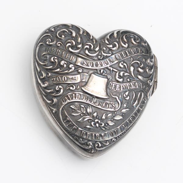 Appraisal: ANTIQUE UNIQUE STERLING SILVER GOLD WASHED COMMEMORATIVE HEART BOX TH