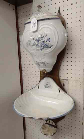 Appraisal: Early enamel decorated lavabo '' Ht