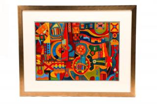 Appraisal: American School Geometric Abstraction Gouache American School Geometric Abstraction -