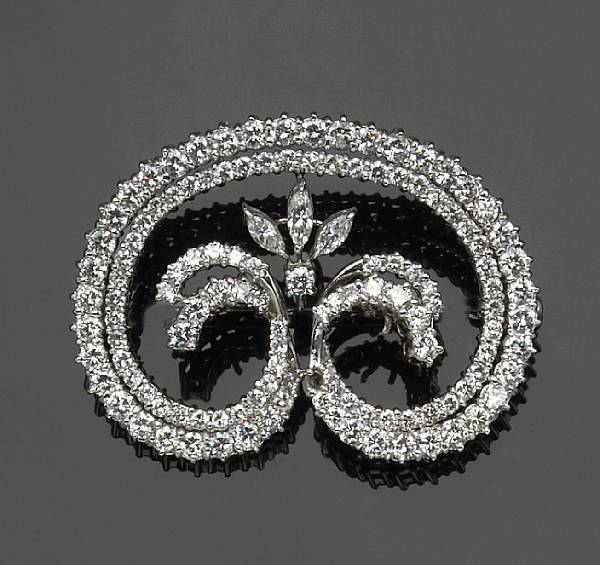 Appraisal: A diamond and eighteen karat white gold brooch estimated total