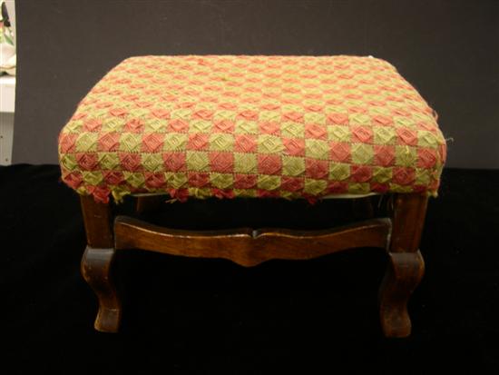 Appraisal: th C French stool with cabriole legs and shaped stretchers