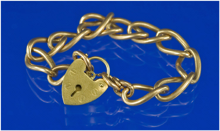 Appraisal: ct Gold Open Link Bracelet For Charms With Padlock Fastener