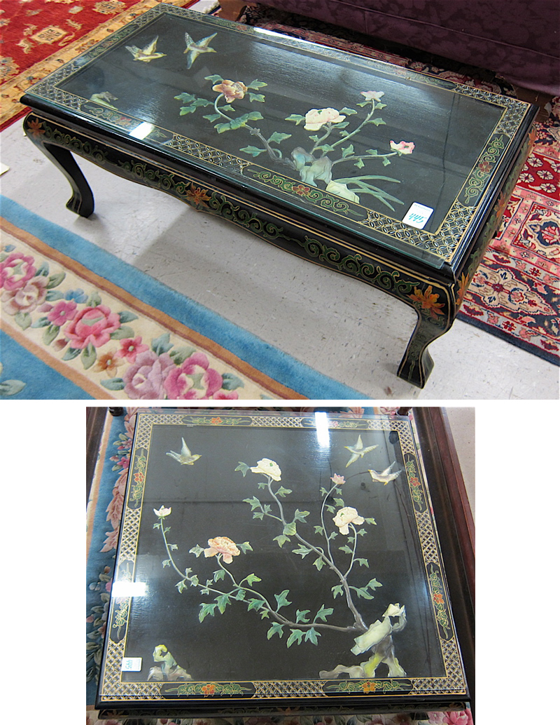 Appraisal: TWO MATCHING CHINESE COFFEE TABLES one square and one rectangular