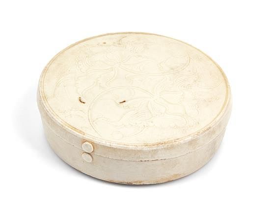 Appraisal: A Dingyao White Glazed Porcelain Covered Box Diameter inches A