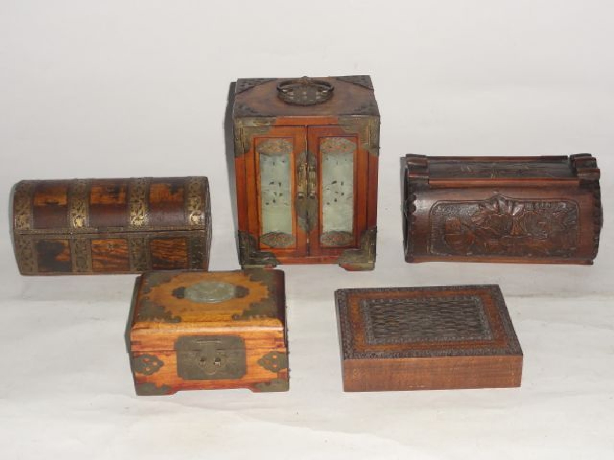 Appraisal: A small Chinese timber bank of three drawers set before