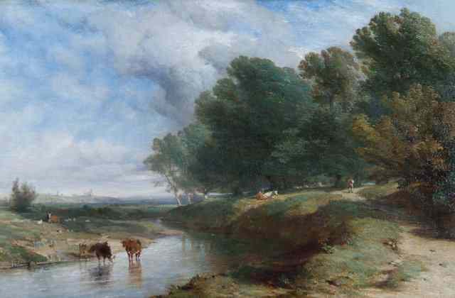 Appraisal: HENRY DAWSON - Landscape showing cattle resting by a river