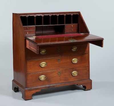 Appraisal: A Slant Front George III Style Bureau With figured fall