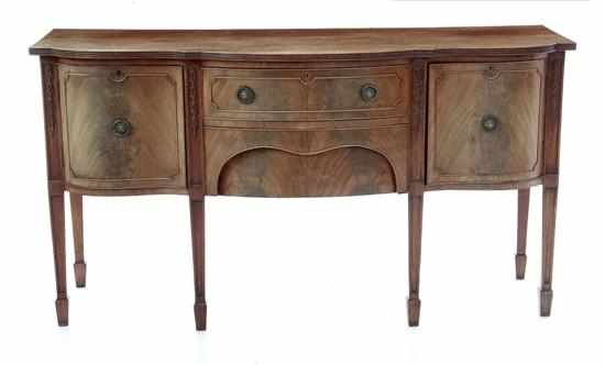 Appraisal: George III style mahogany serpentine sideboard early th century rectangular