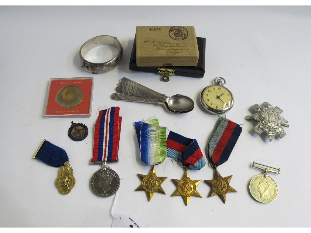 Appraisal: Lot comprising medals badges spoons etc