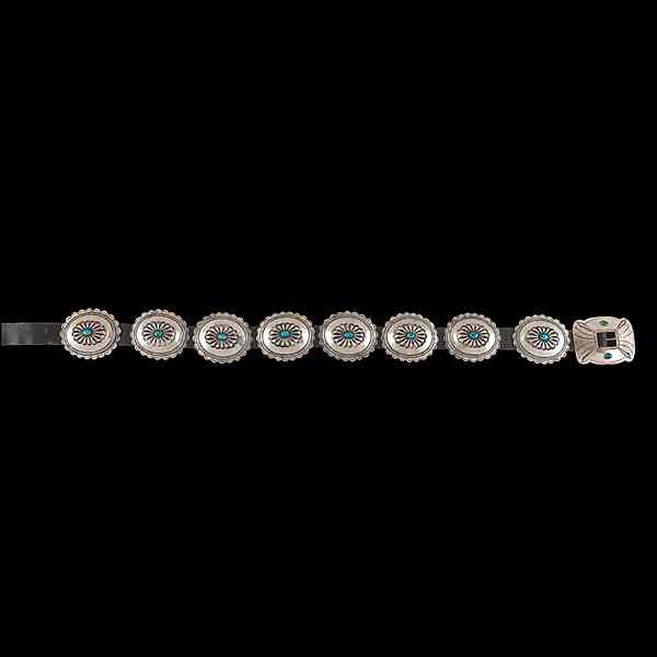 Appraisal: Navajo Silver and Concha Belt Collected by Virginia Doneghy -