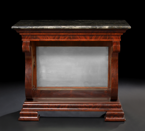 Appraisal: American Late Classical Mahogany and Marble-Top Pier Table second quarter