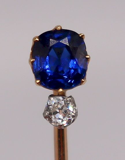 Appraisal: JEWELRY Tiffany Co Sapphire and Diamond Stick Pin Tiffany Co