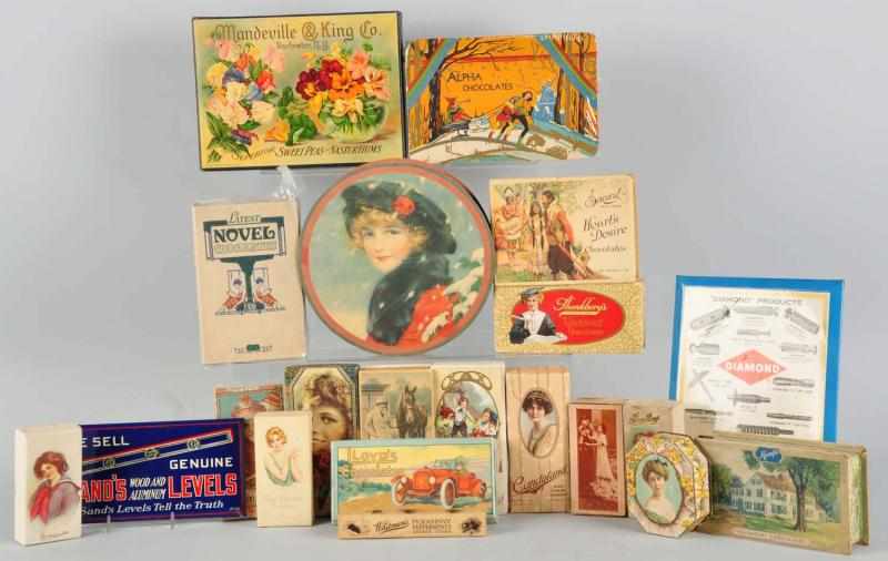 Appraisal: Large Lot of Chocolate Candy Boxes Description Many with nice