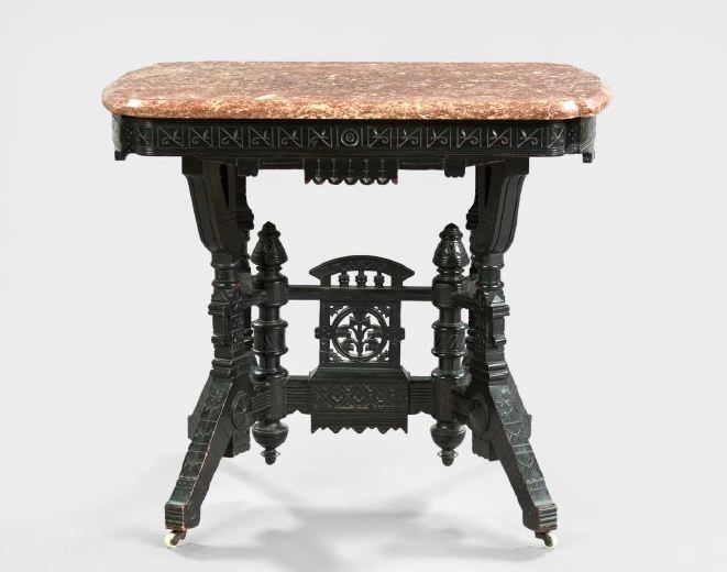 Appraisal: American Eastlake Victorian Ebonized and Marble-Top Center Table fourth quarter