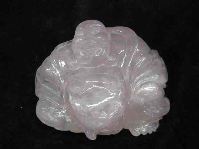 Appraisal: Chinese Carved Rose Quartz Figurineof a seated Buddha '' wide