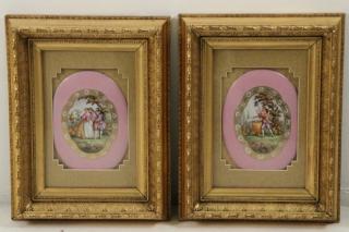 Appraisal: PAIR OF OVAL KPM PORCLEAIN PLAQUES PAIR OF PINK GROUND