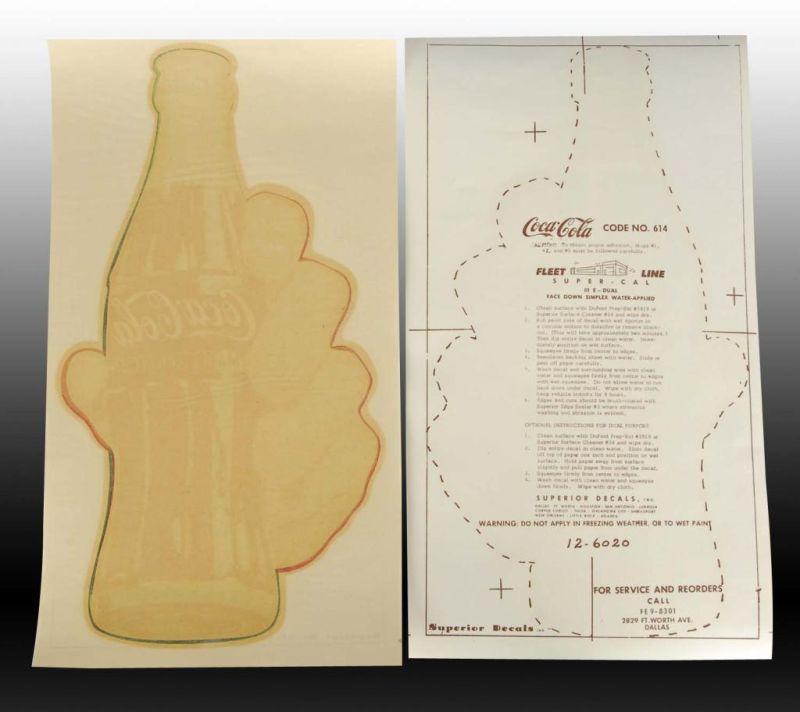 Appraisal: Lot of Unused s Coca-Cola Bottle Decals Description Manufactured by