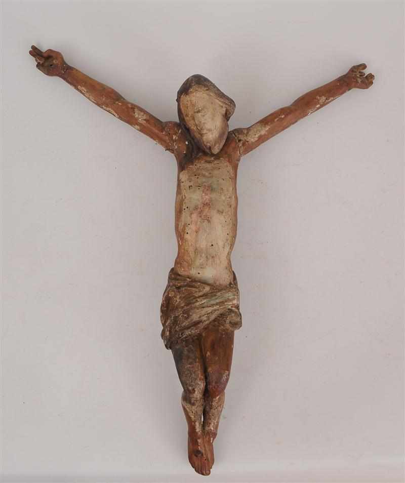 Appraisal: ITALIAN CARVED POLYCHROME CORPUS CHRISTUS With head falling to right