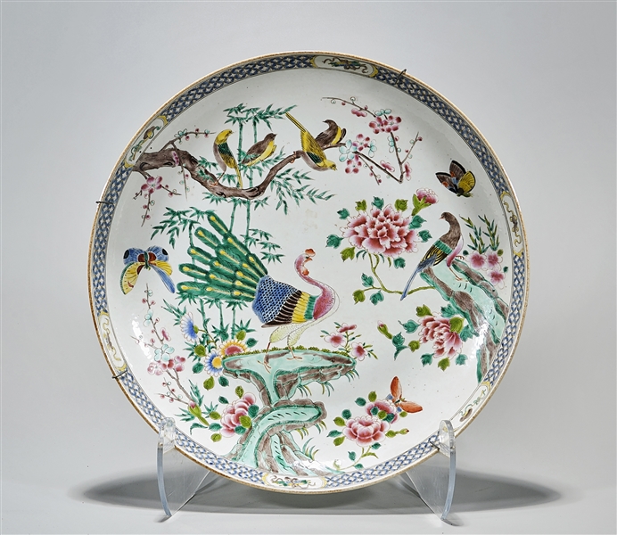 Appraisal: Chinese enameled porcelain charger with bird and flower design D