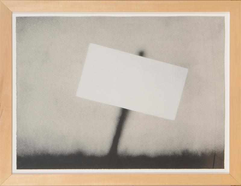 Appraisal: EDWARD RUSCHA b UNTITLED SIGN Lithograph on gray Rives BFK