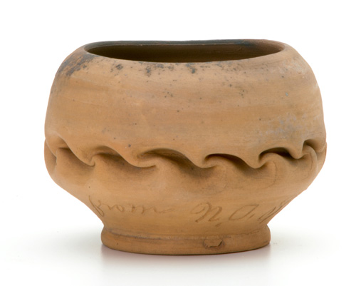 Appraisal: GEORGE OHR Bisque-fired cabinet vase with deep in-body twist inscribed